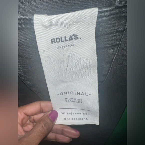 NWT Rollas High Rise Original Straight Brad Black Worn Jeans size 27 - Picture 8 of 11